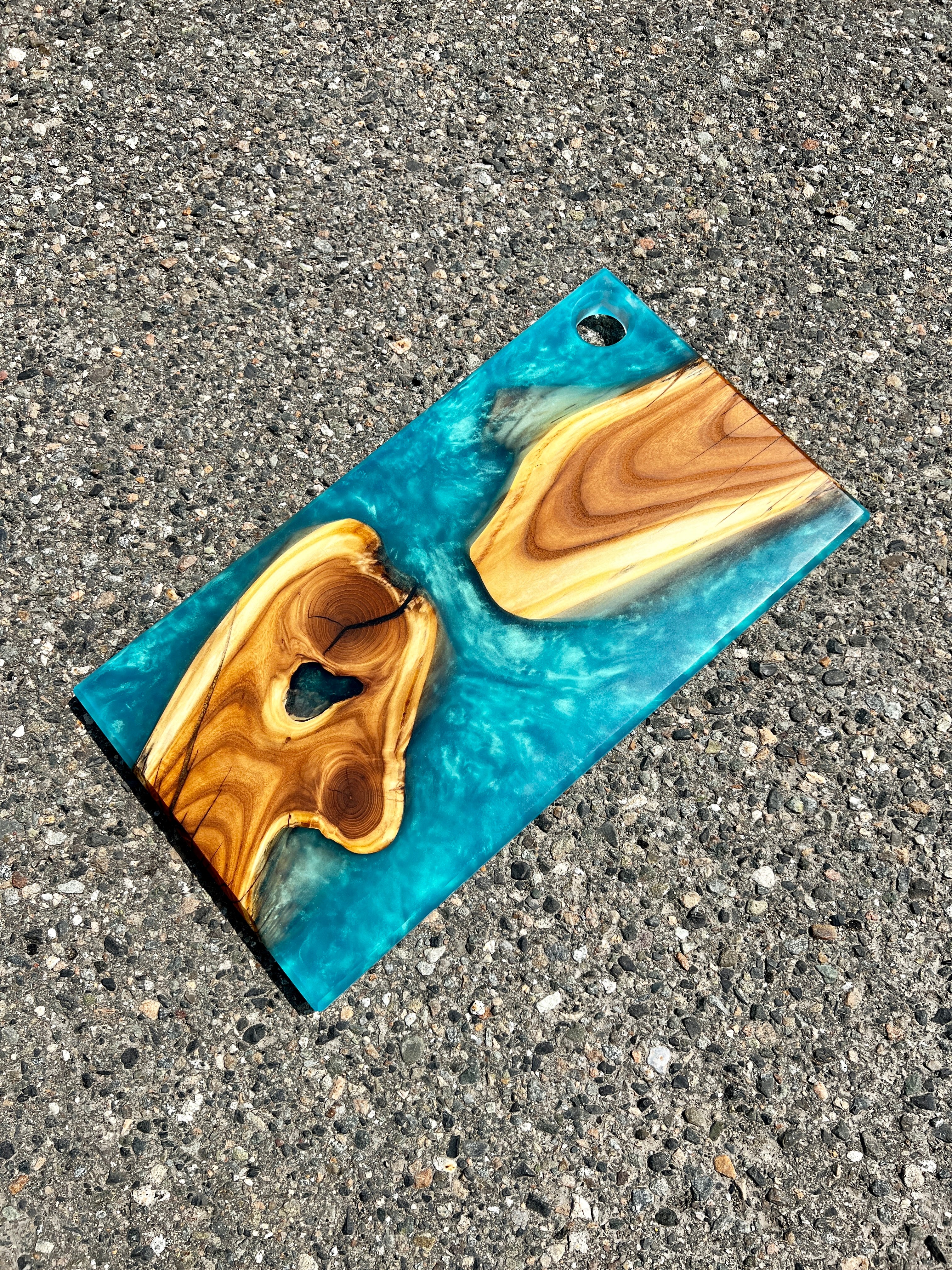 Russian Olive & Tropical Turquoise Resin Charcuterie Board