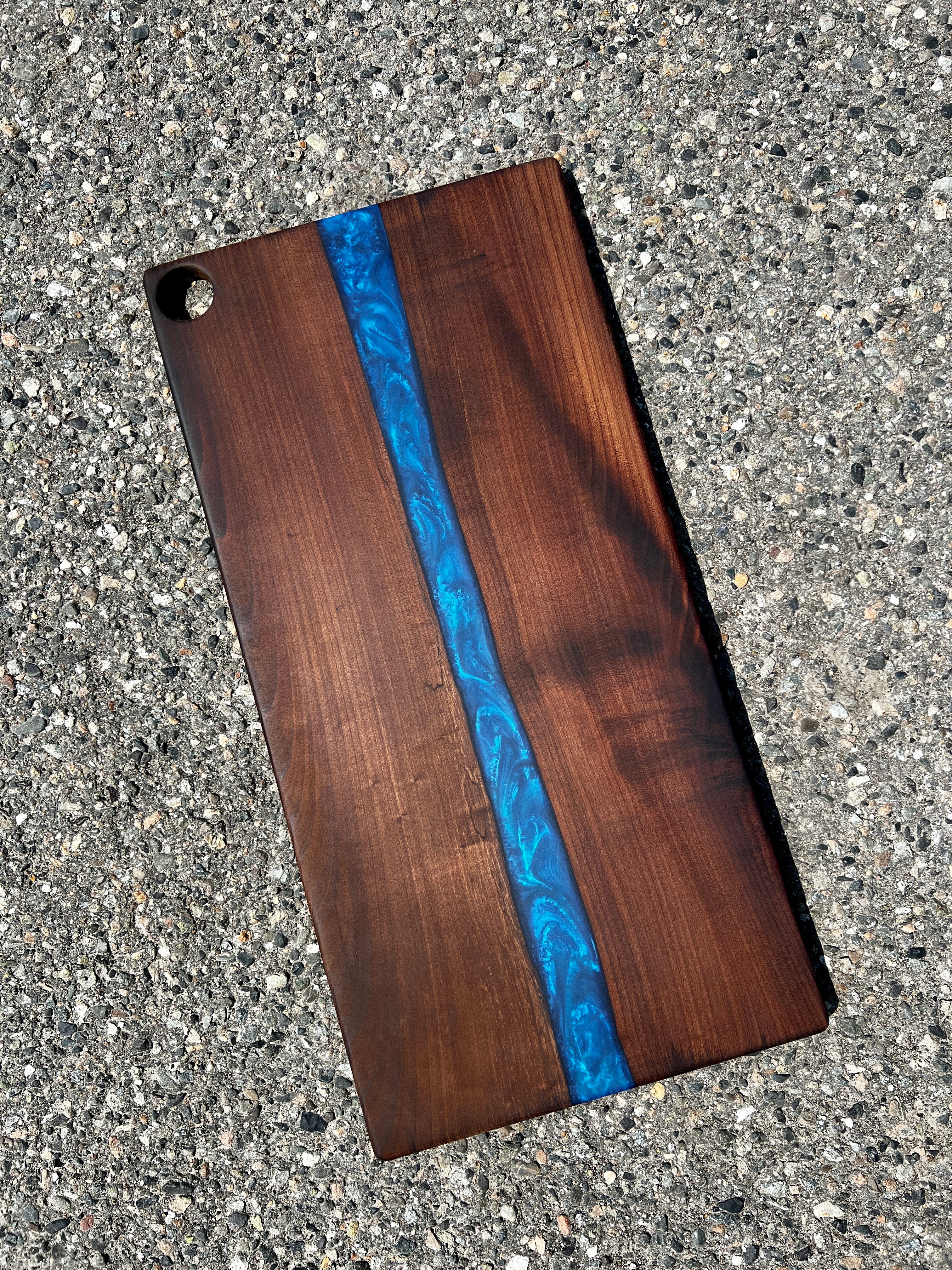 Roasted Maple & Blue Metallic Resin Charcuterie Board