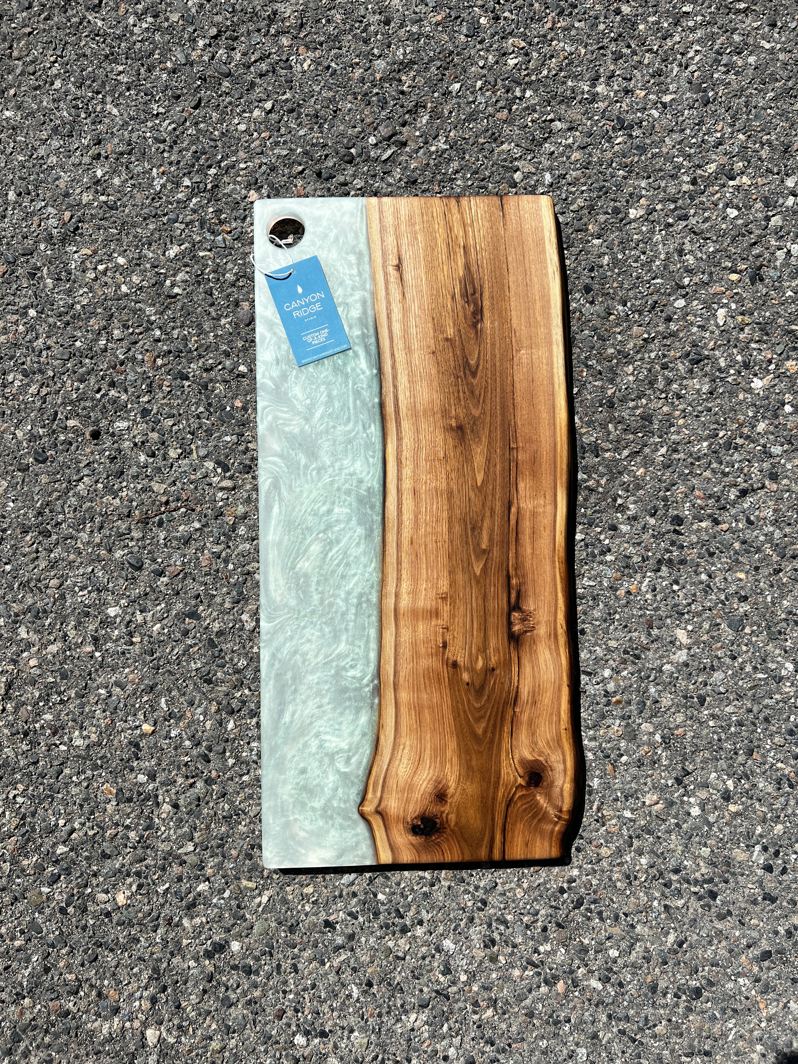 Live Edge English Walnut & Ghost Green Charcuterie Board