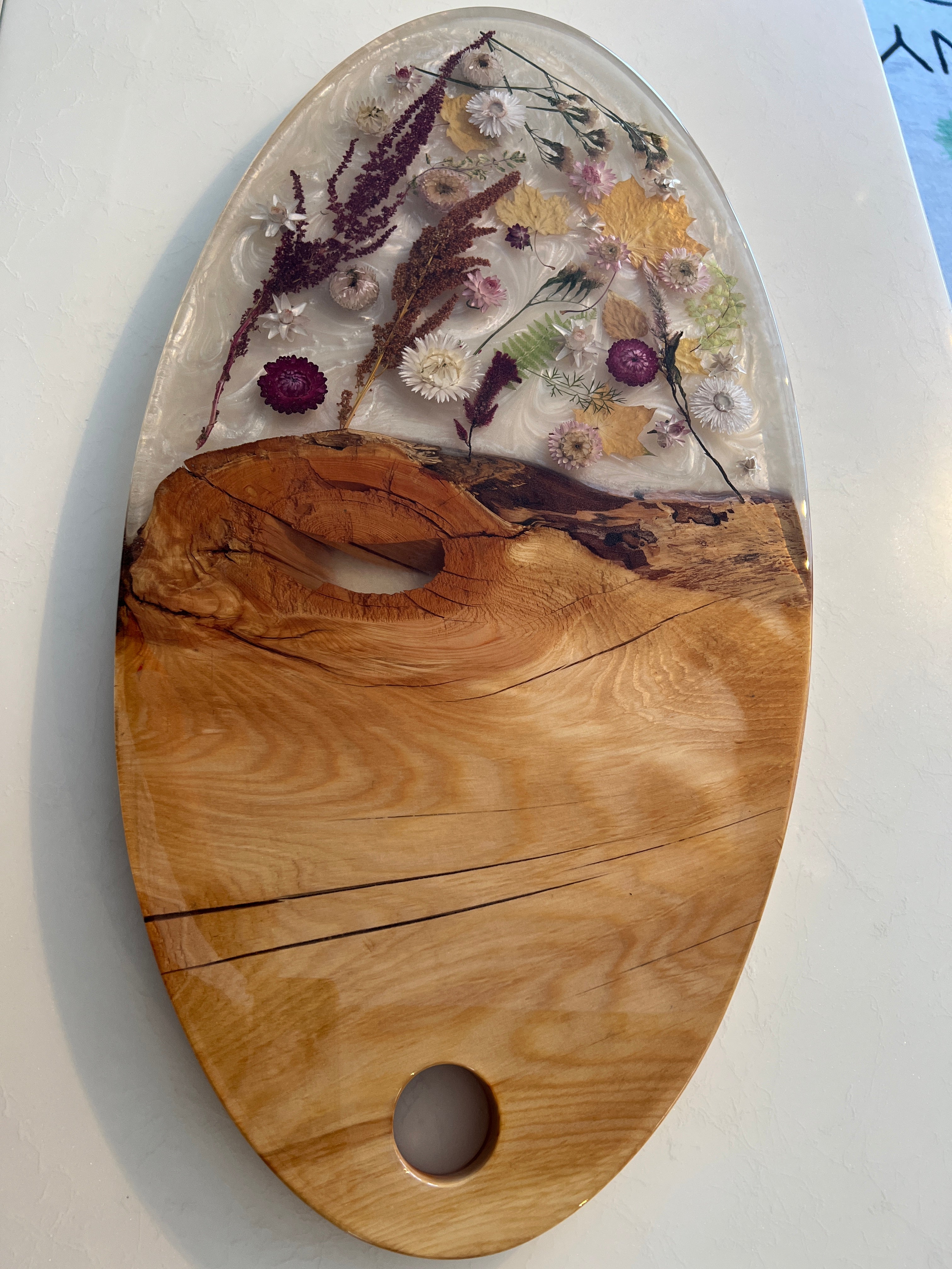 Live Edge Fir & Flower Charcuterie Board