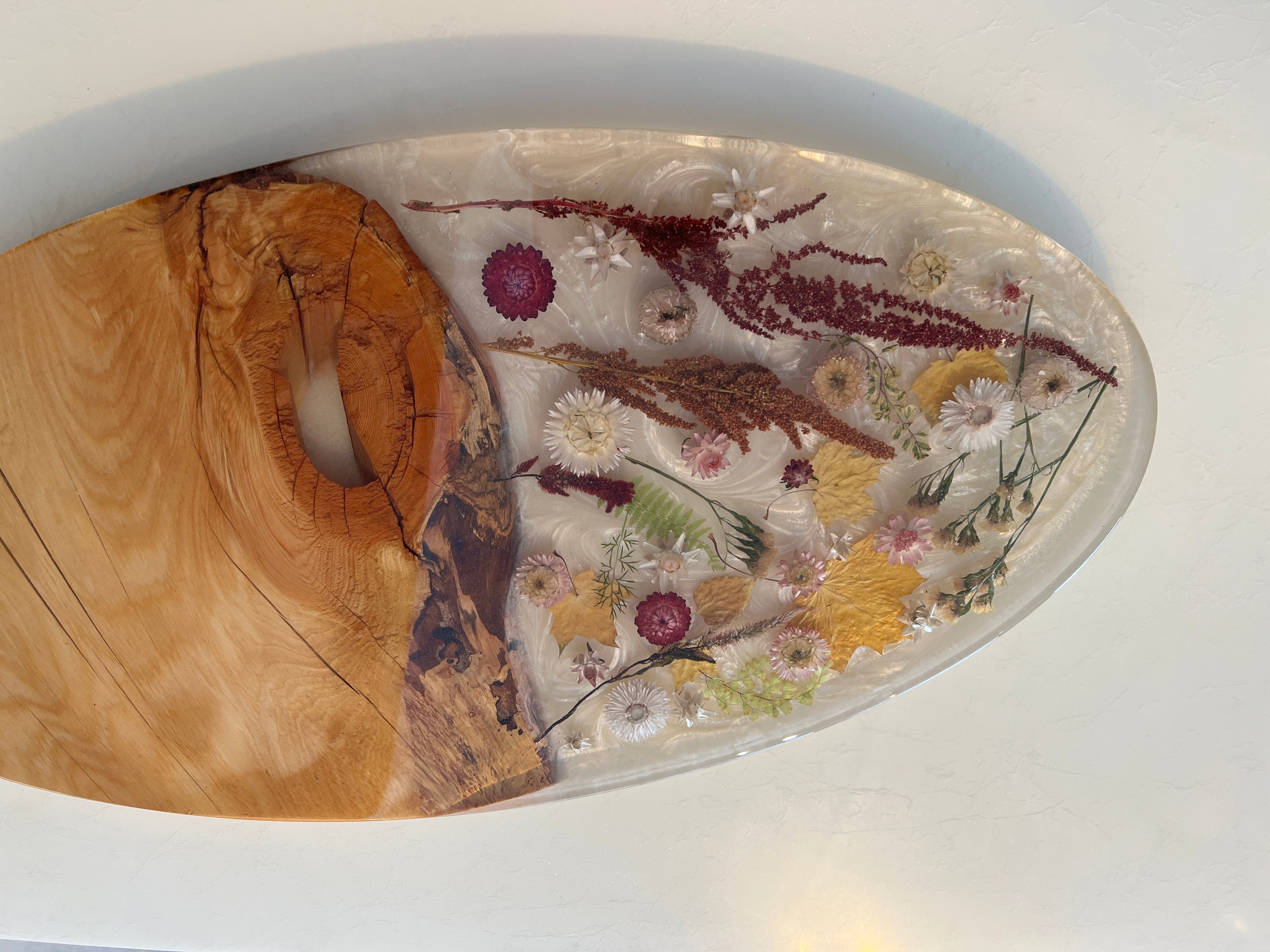 Live Edge Fir & Flower Charcuterie Board