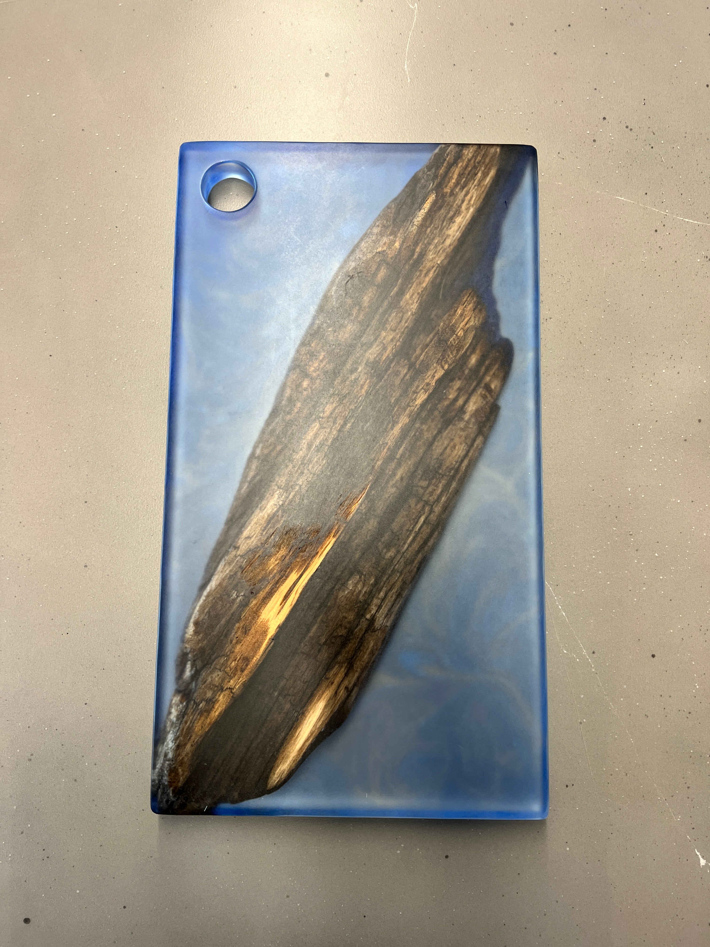Driftwood & Ocean Blue Transparent Resin Charcuterie Board