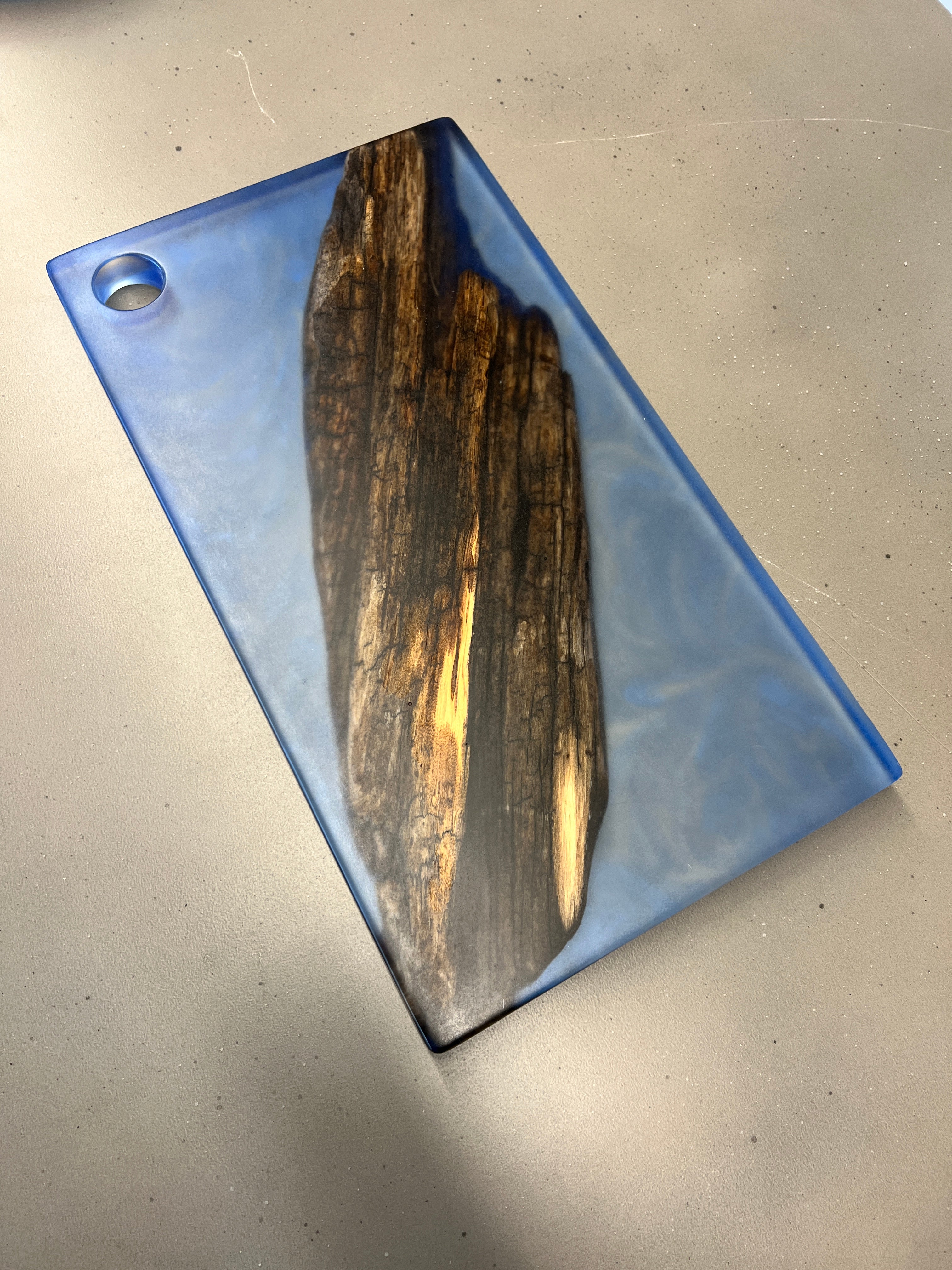 Driftwood & Ocean Blue Transparent Resin Charcuterie Board