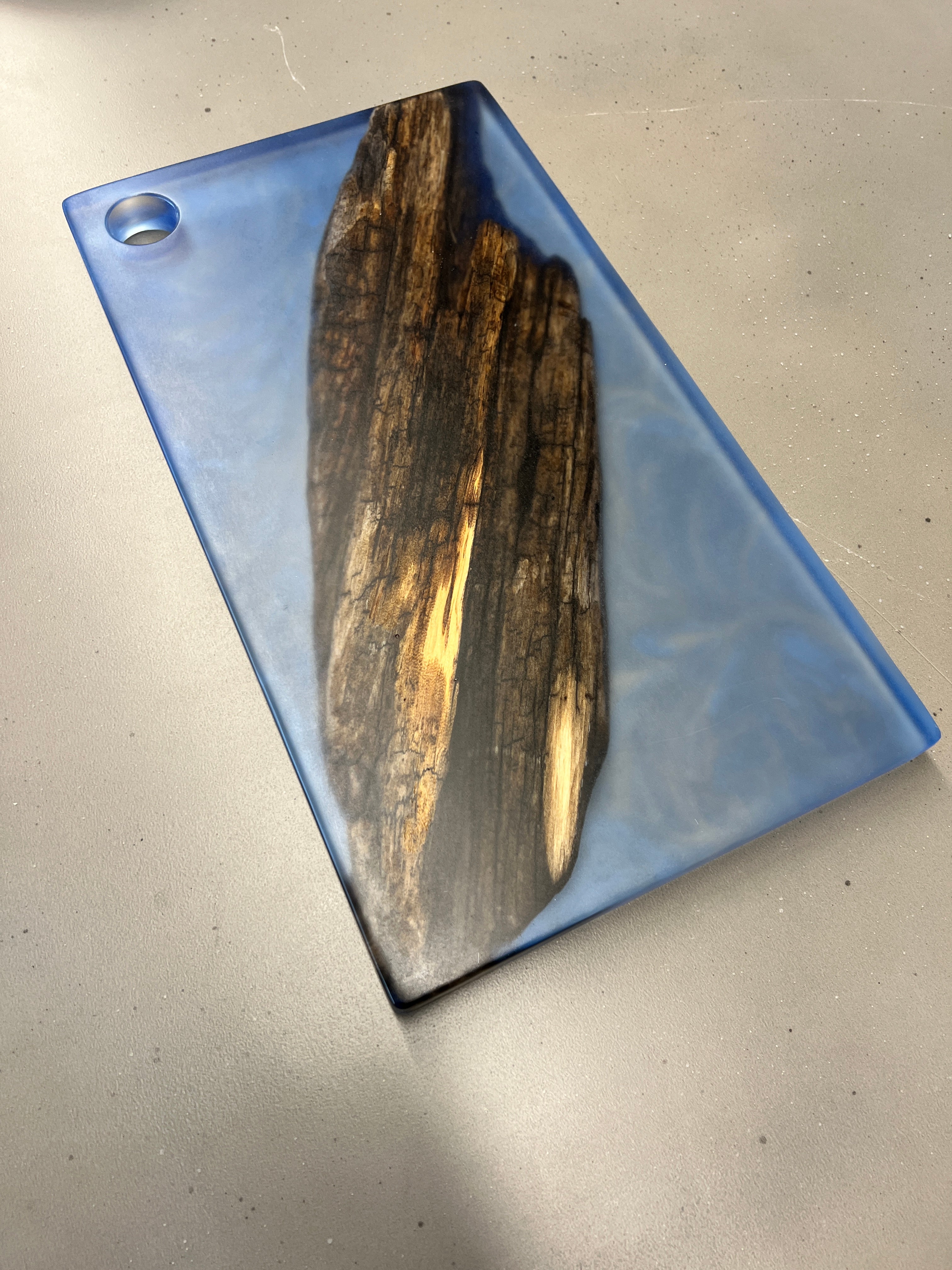 Driftwood & Ocean Blue Transparent Resin Charcuterie Board