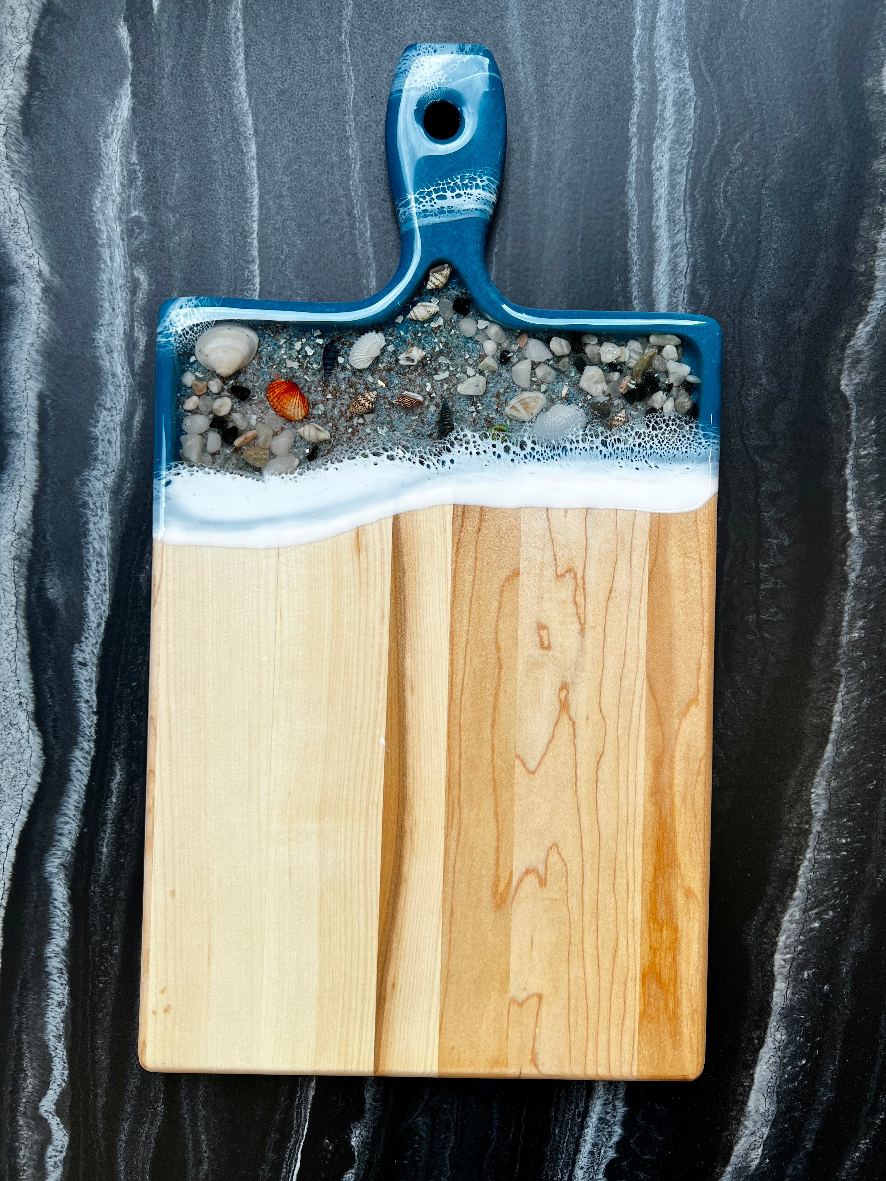 Deep Teal Beach Inspired Maple Serving Board