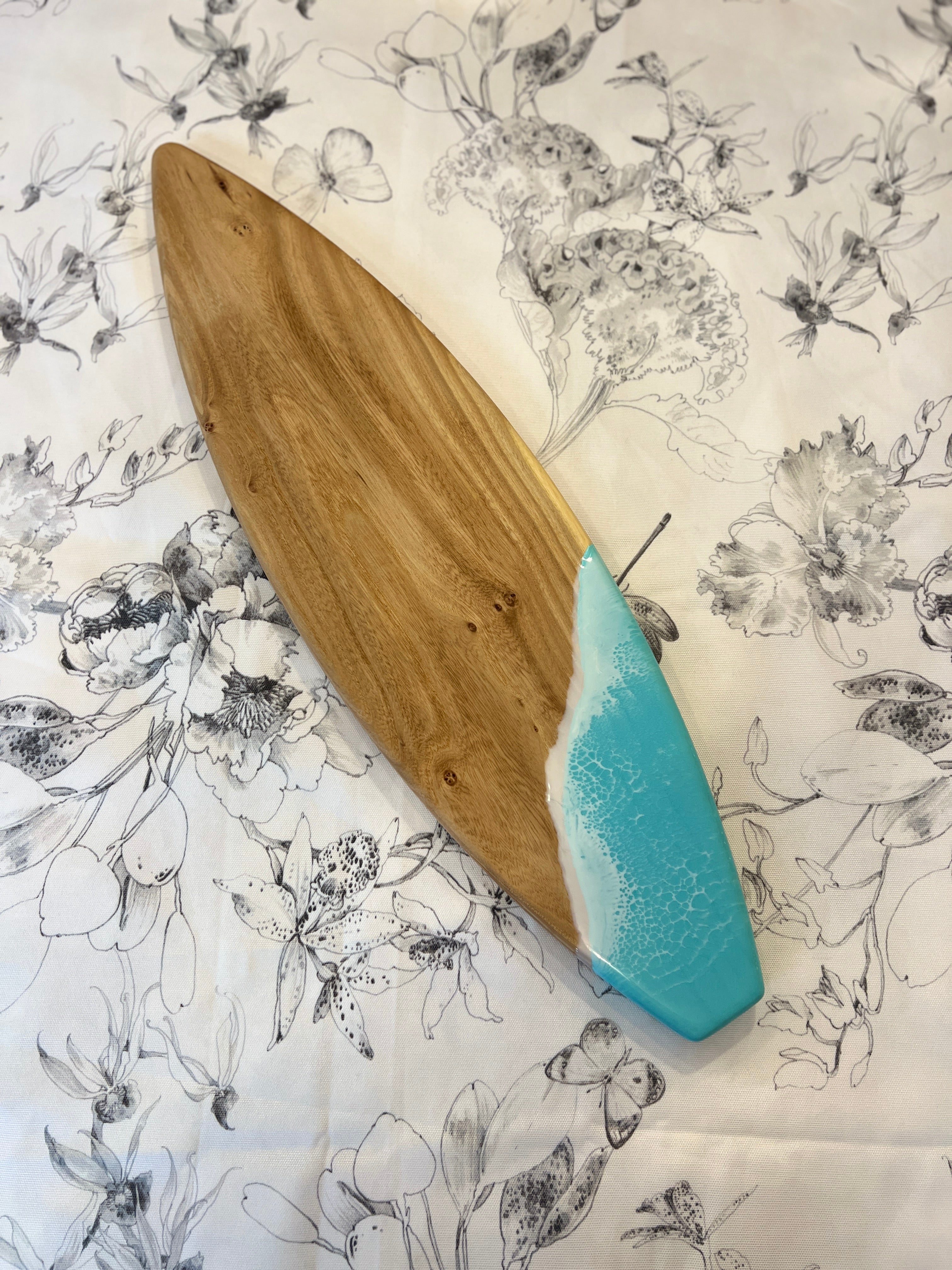 Turquoise Wave Surfboard Serving Board