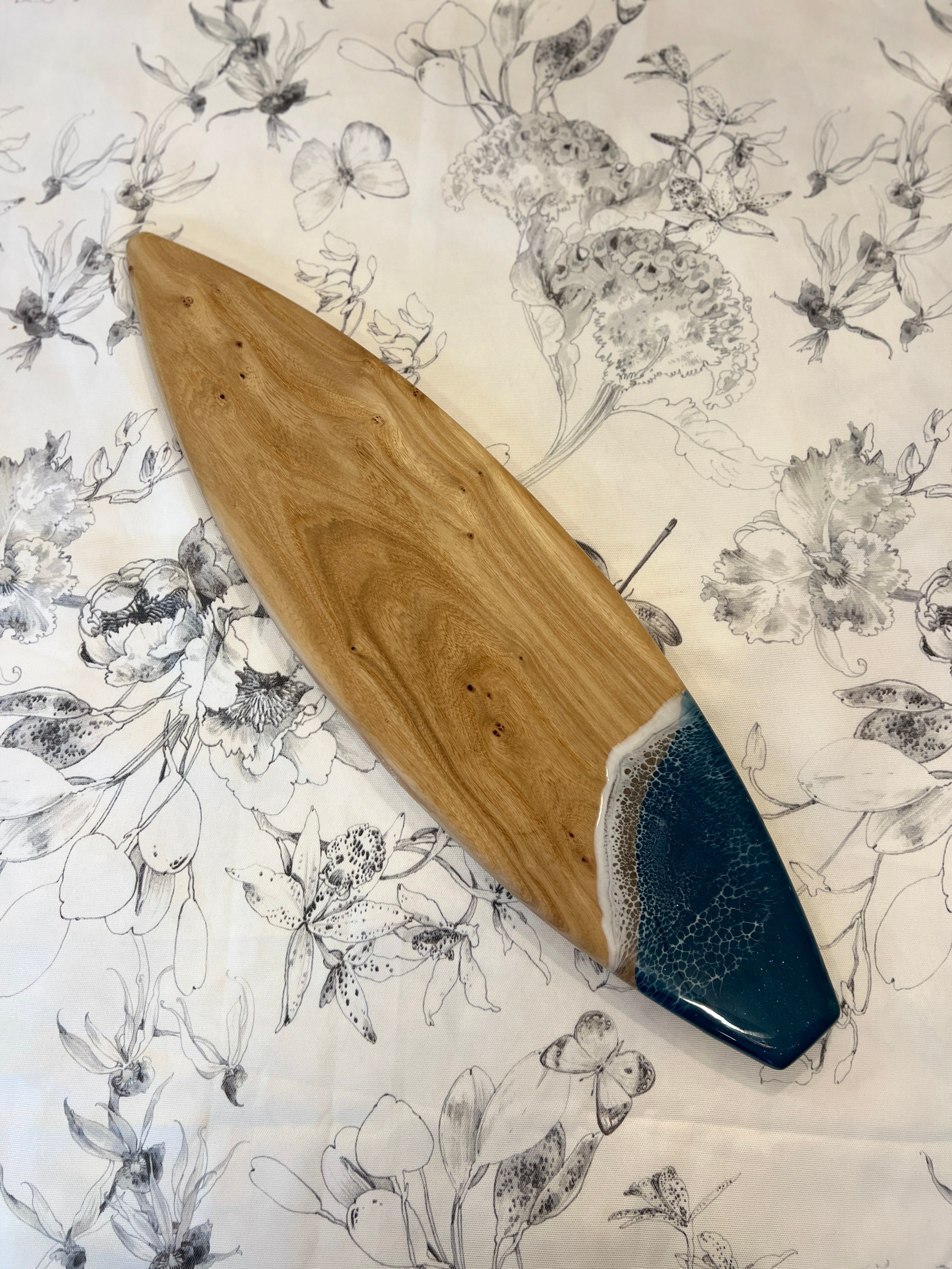 Teal Wave Surfboard Serving Board
