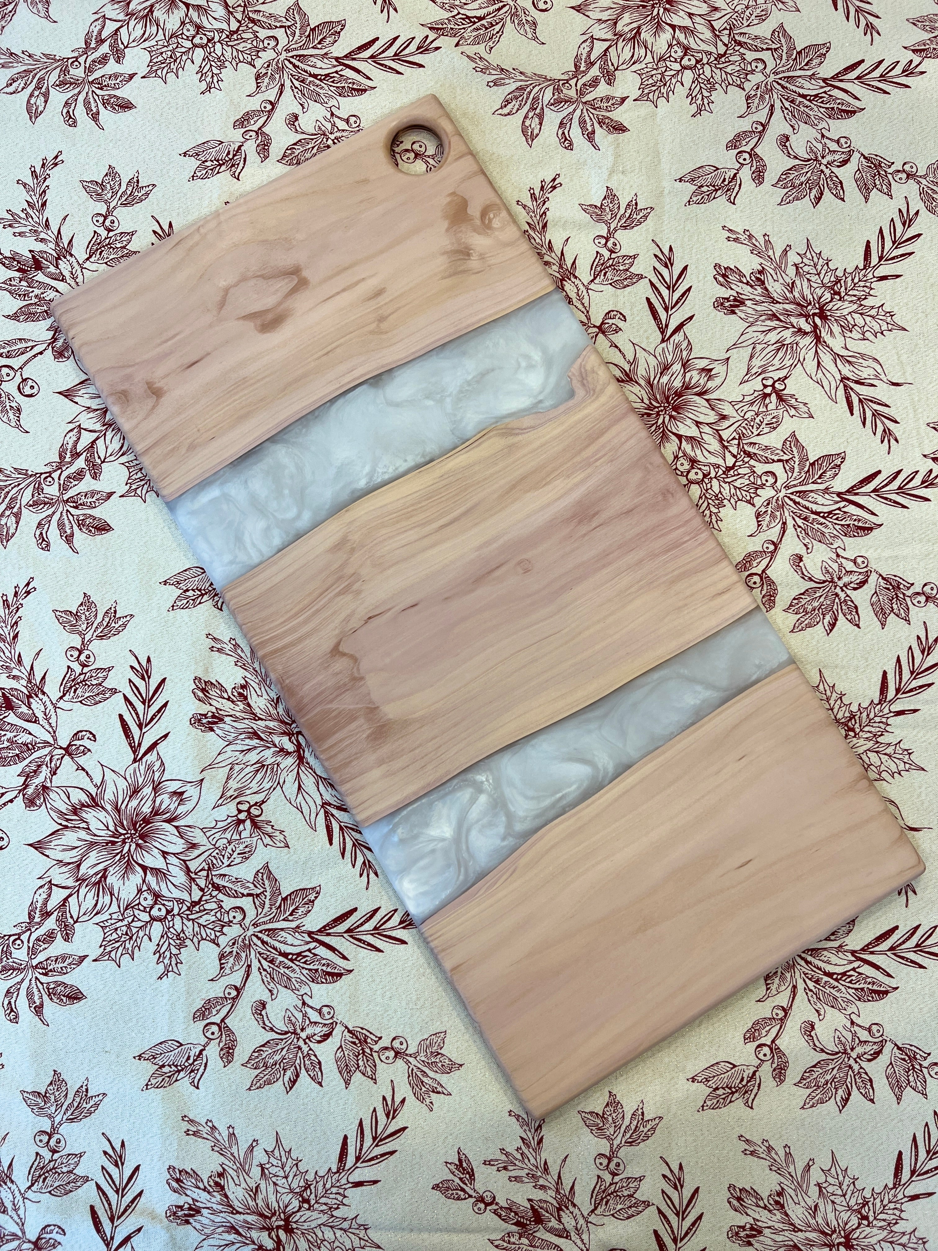 Apple Wood & White Resin Charcuterie Board