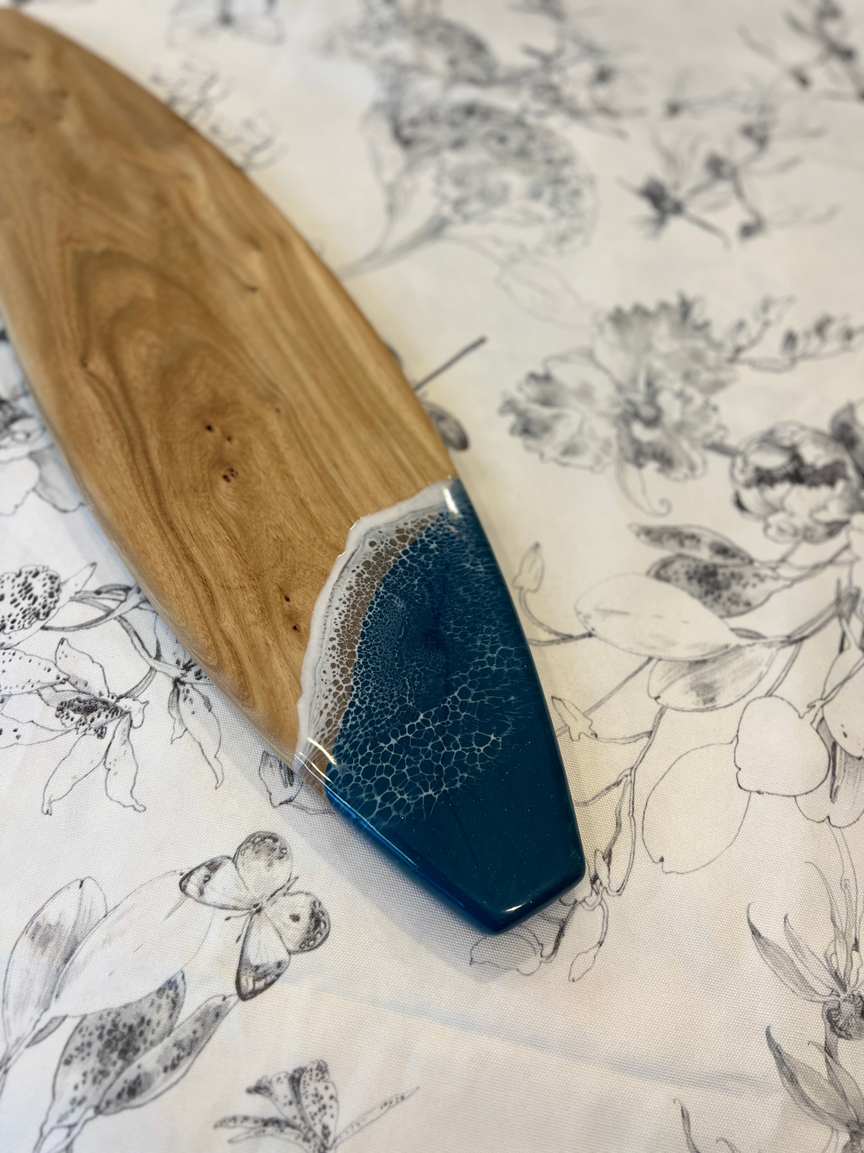 Teal Wave Surfboard Serving Board