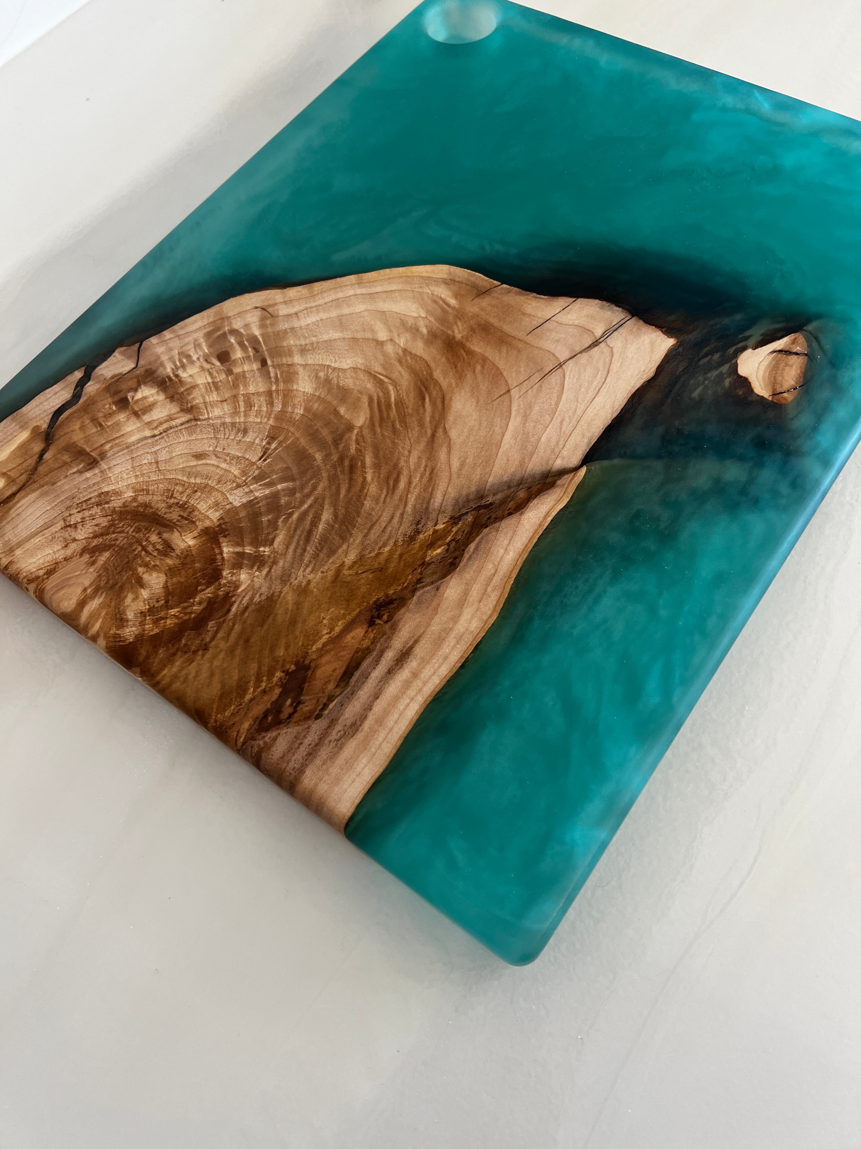 Figured Maple & Teal Metallic Charcuterie Board