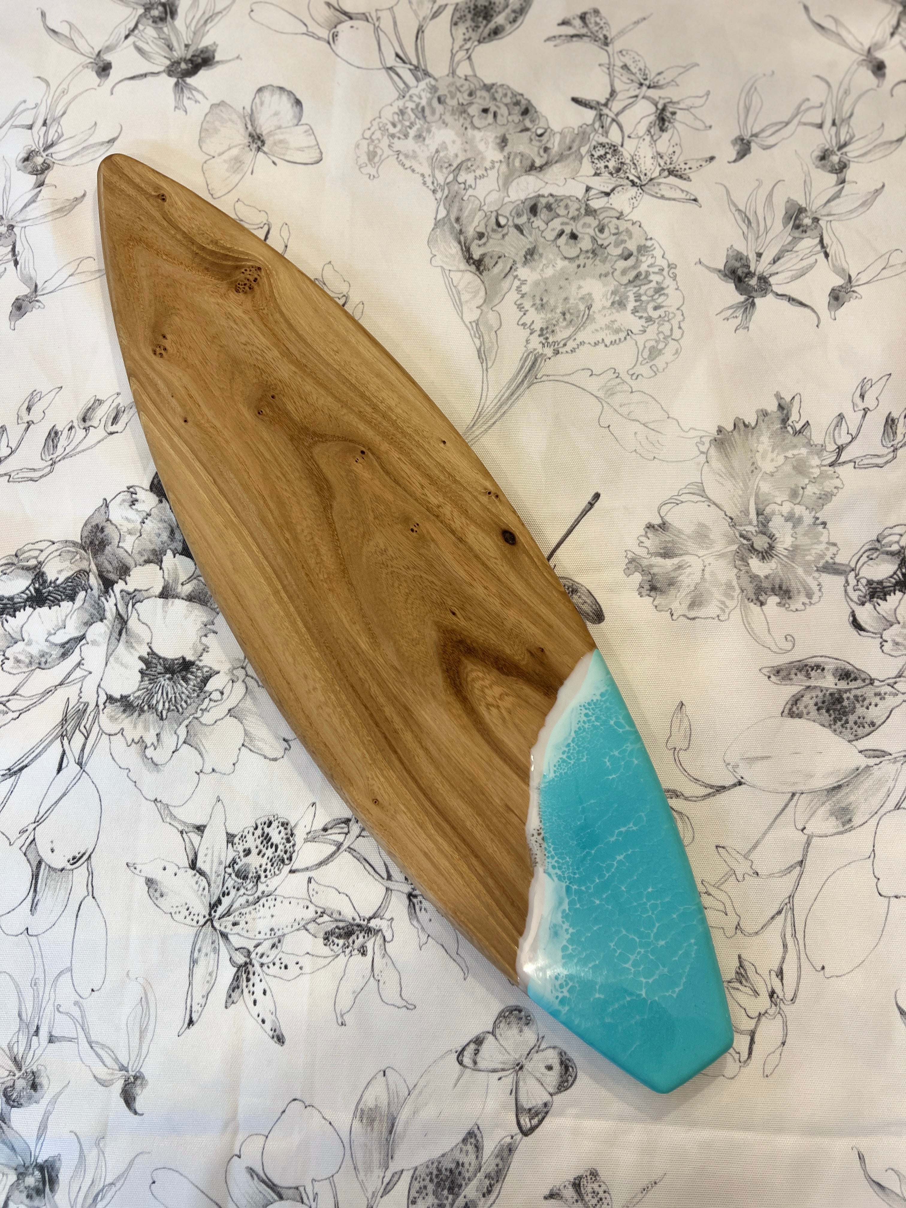 Turquoise Wave Surfboard Serving Board
