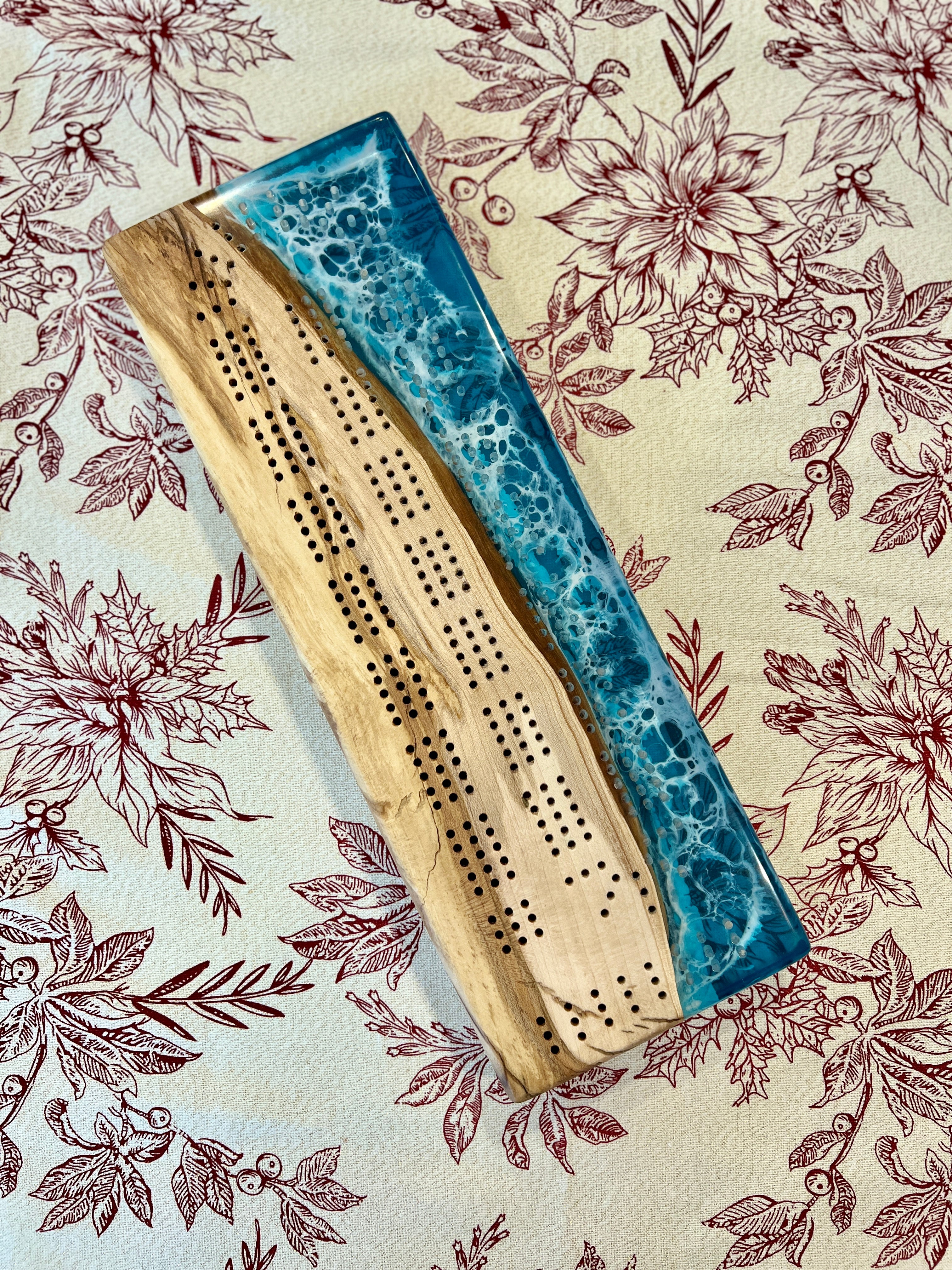 Teal Wave Cribbage Board