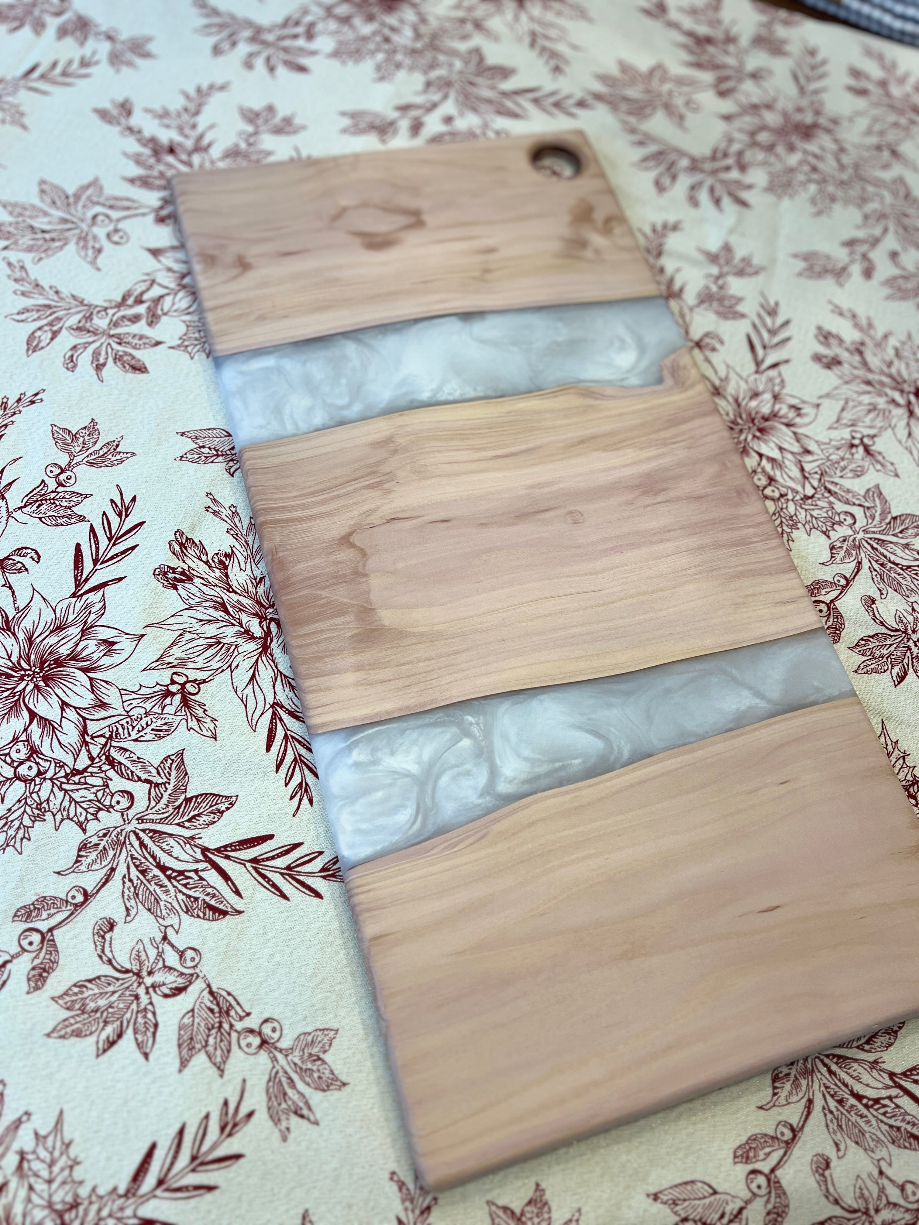 Apple Wood & White Resin Charcuterie Board
