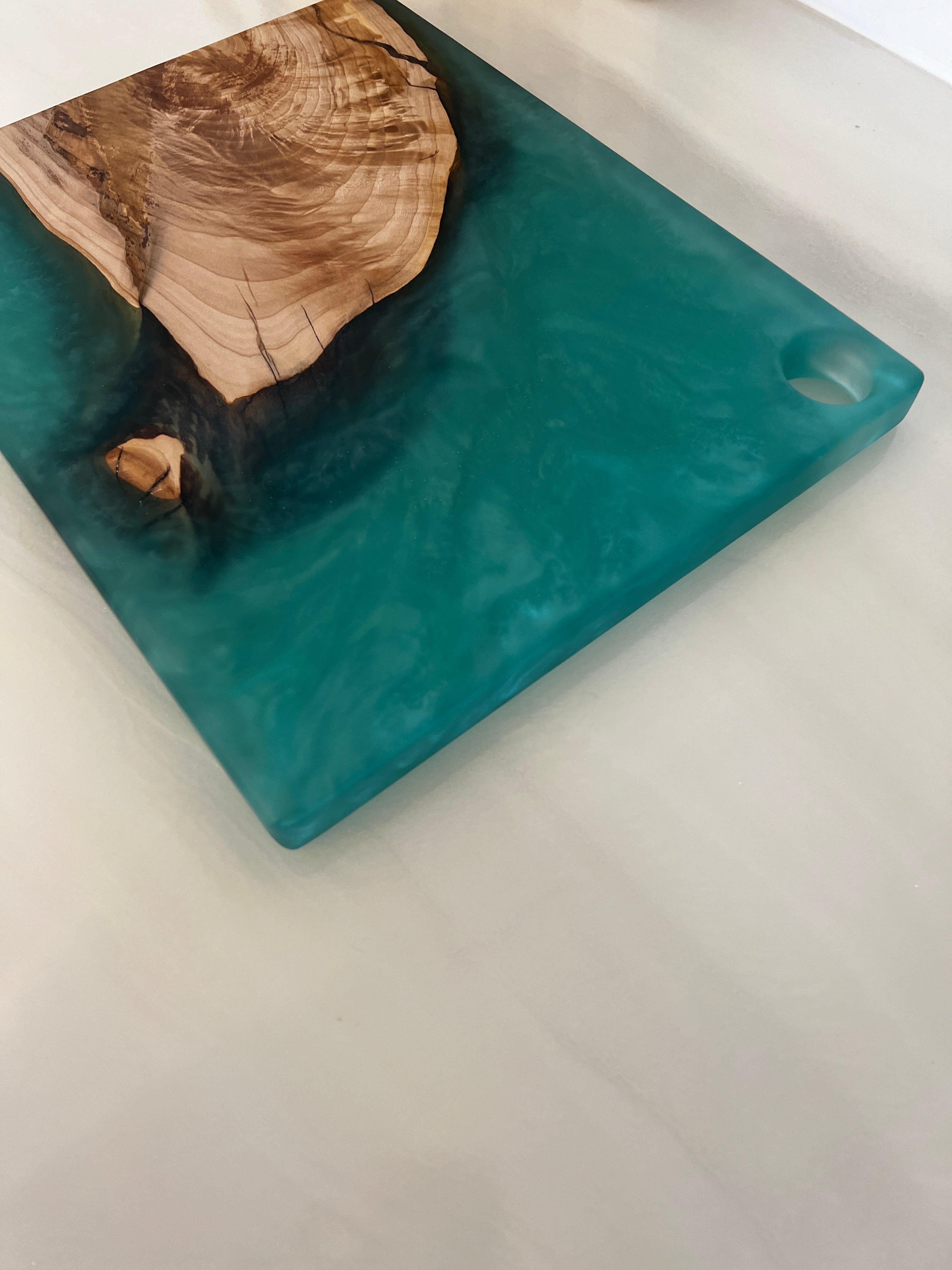 Figured Maple & Teal Metallic Charcuterie Board