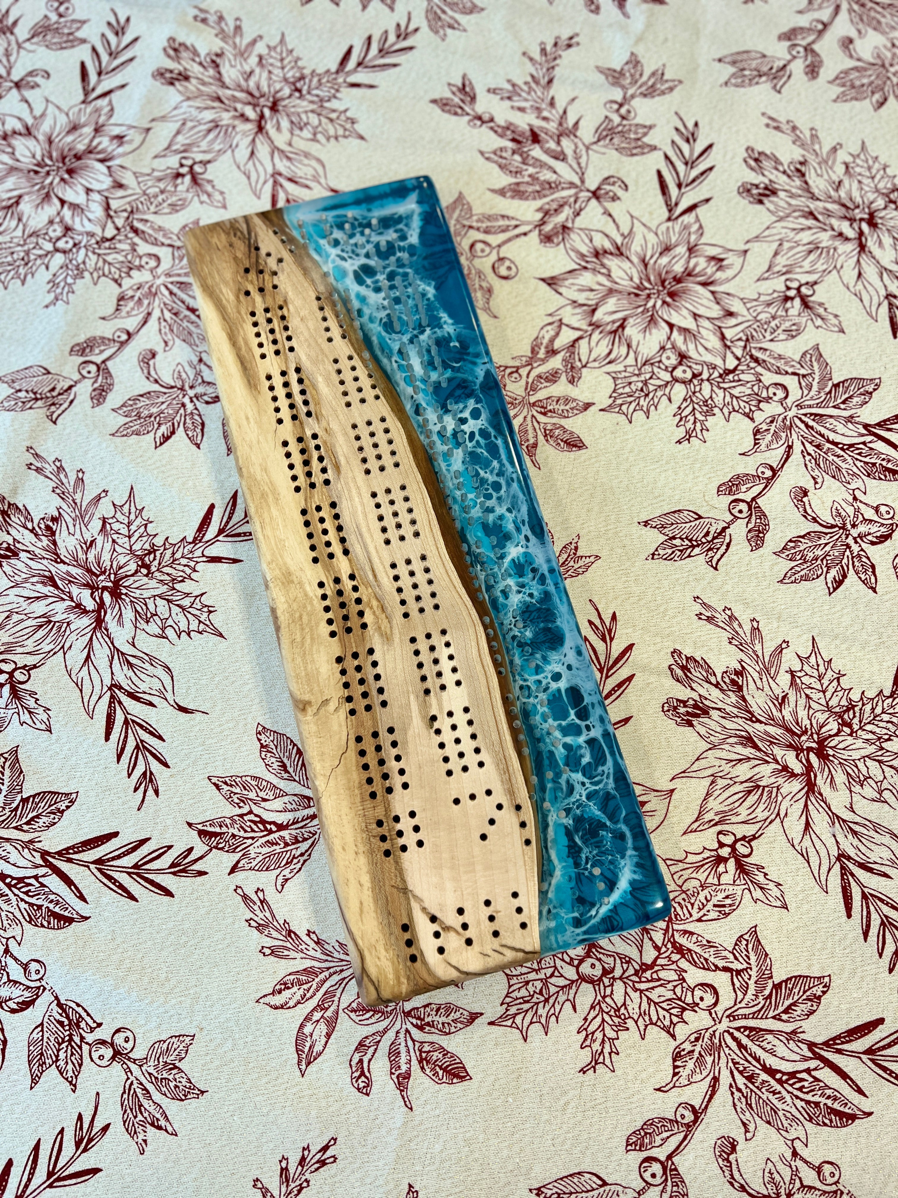 Teal Wave Cribbage Board